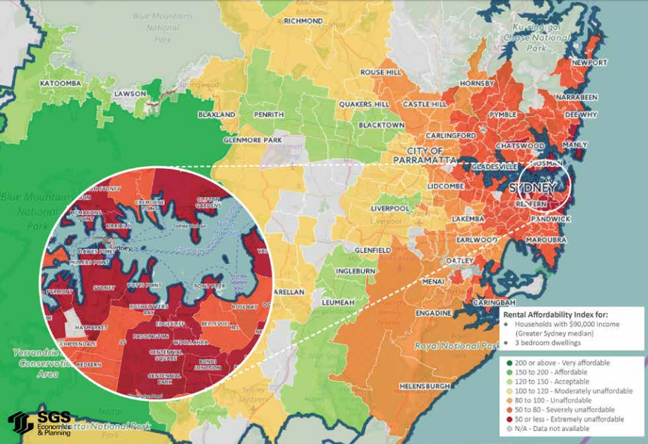NSW Rental Affordability Index Map May 2017